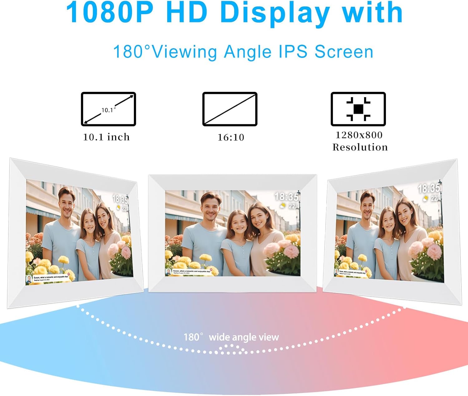 Frameo 10.1 Inch Smart WiFi Digital Photo Frame,Digital Picture Frame Wi-Fi with 32GB Storage & SD Slot, Electronic Picture Frame IPS Touch Screen with Auto-Rotate, Frameo Digital Frame WiFi -White - Image 4