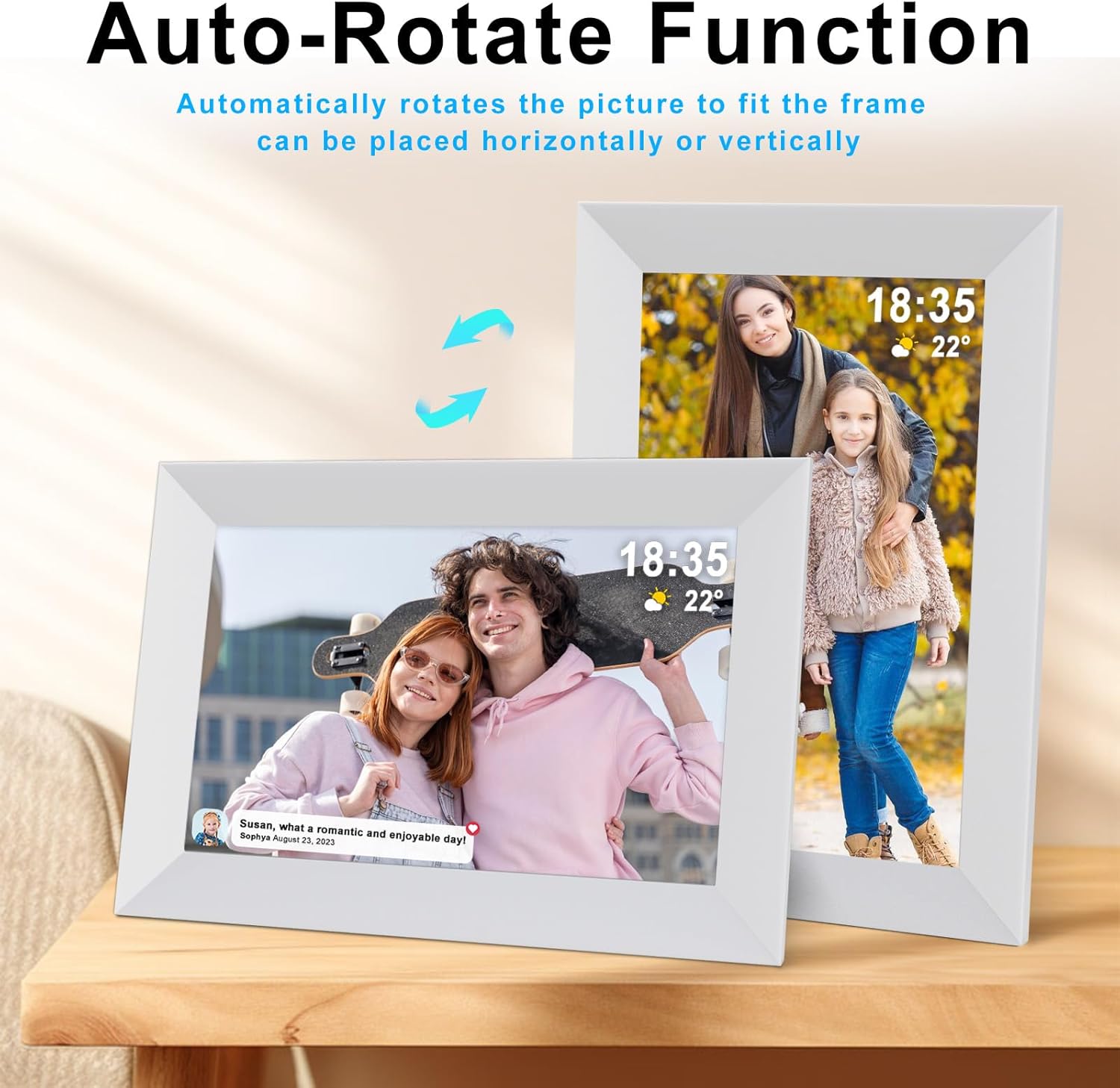 Frameo 10.1 Inch Smart WiFi Digital Photo Frame,Digital Picture Frame Wi-Fi with 32GB Storage & SD Slot, Electronic Picture Frame IPS Touch Screen with Auto-Rotate, Frameo Digital Frame WiFi -White - Image 5