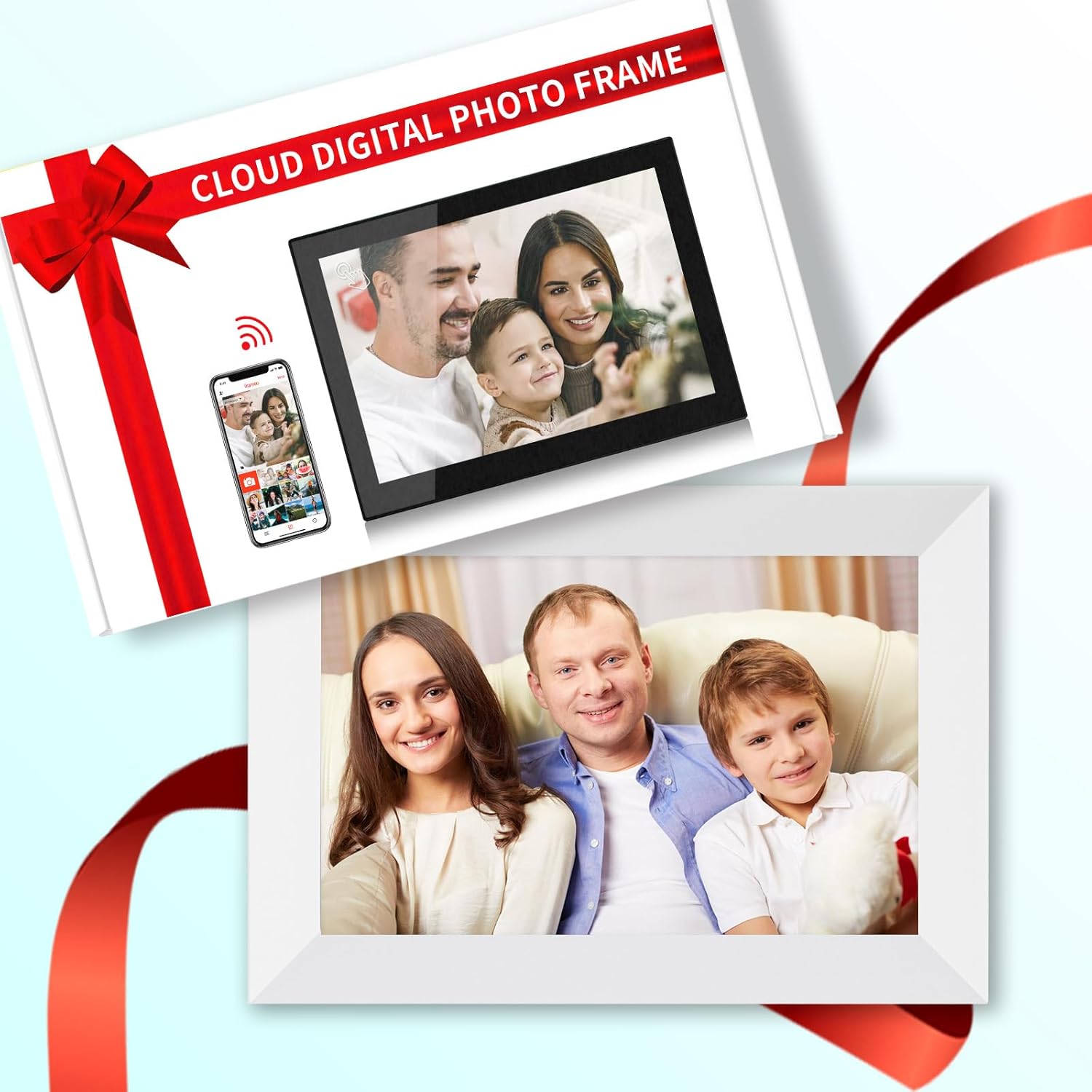 Frameo 10.1 Inch Smart WiFi Digital Photo Frame,Digital Picture Frame Wi-Fi with 32GB Storage & SD Slot, Electronic Picture Frame IPS Touch Screen with Auto-Rotate, Frameo Digital Frame WiFi -White - Image 8